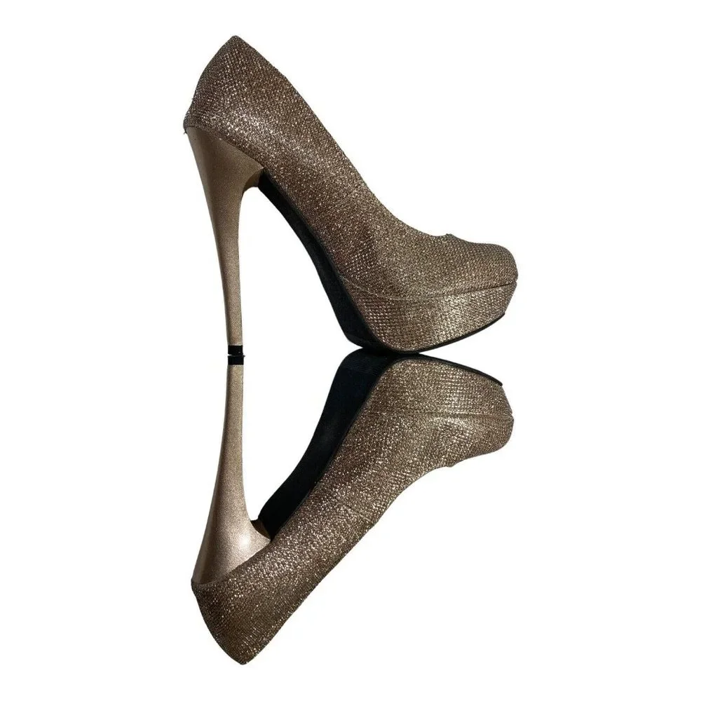 BODY CENTRAL Shoes Womens 6.5M Gold Metallic Platform Stiletto Heels